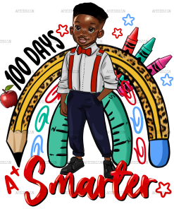 100 Days Smarter Black Boy DTF Transfer