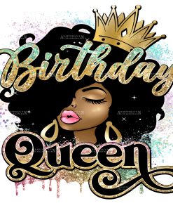 Afro Head Birthday Queen  DTF Transfer