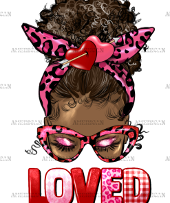 Afro Messy Bun Loved DTF Transfer