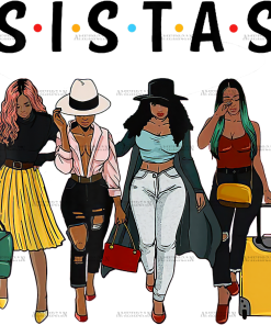 Afro Sistas Travel Together DTF Transfer