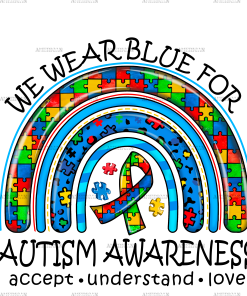 Autism Awareness Rainbow DTF Transfer