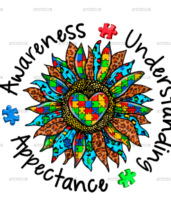 Autism Awareness Sunflower DTF Transfer