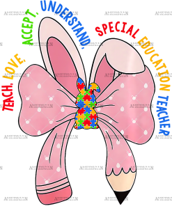 Autism Pencil Bow DTF Transfer