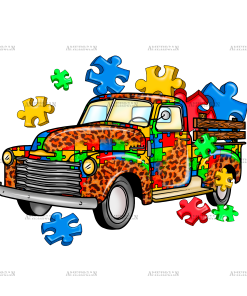 Autism Truck DTF Transfer