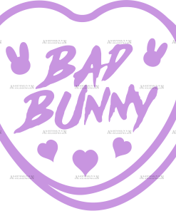 Bad Bunny Candy Hearts Purple DTF Transfer