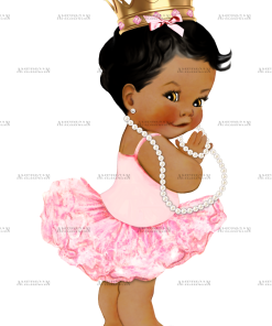 Ballerina Pink Pearls Girl-DarkJetWavy DTF Transfer