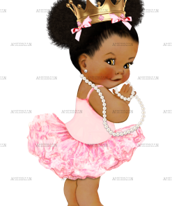 Ballerina Pink Pearls Girl-DarkPuffs DTF Transfer