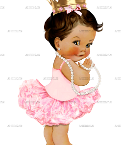 Ballerina Pink Pearls Girl-MediumBrunette DTF Transfer