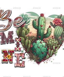 Be Mine Cactus Western Valentine DTF Transfer