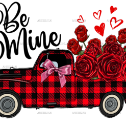 Be Mine Roses Truck DTF Transfer