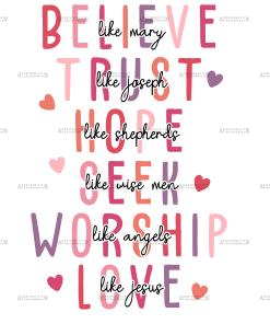 Believe Trust Valentine DTF Transfer