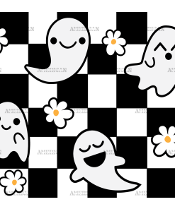 Black Checkered Ghost UV DTF Transfer
