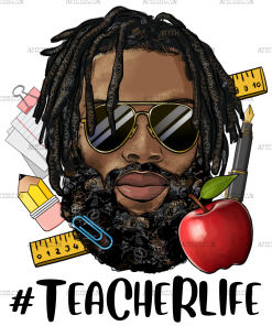 Black Man Teacher Life Long Hair DTF Transfer