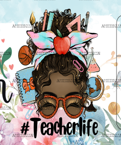 Black Teacher Life UV DTF Transfer