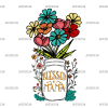 Blessed Mama Flower Vase DTF Transfer