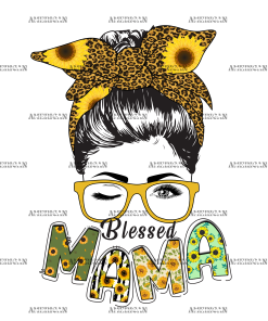 Blessed Mama Messy Bun DTF Transfer