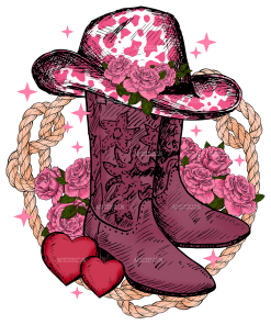 Boots Roses And Hearts Western Valentines DTF Transfer