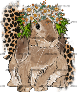 Bunny And Leopard Flowers DTF Transfer