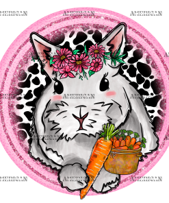 Bunny Cowhide Pink Hallow DTF Transfer