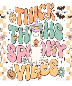 Checkered Thick Thighs Spooky Vibes UV DTF Transfer