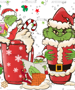 Christ Grinch Coffee Cups UV DTF Transfer