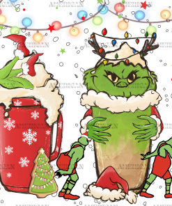 Christmas Grinch Latte UV DTF Transfer
