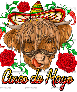 Cinco De Mayo Highland Cow DTF Transfer