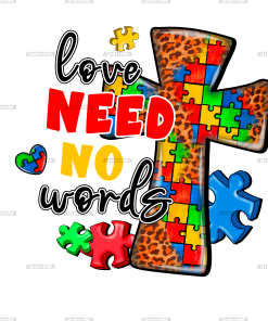 Cross Love Need No Words DTF Transfer