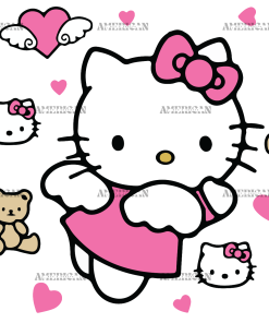 Cupid Kitty And Teddy UV DTF Transfer