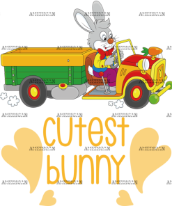 Cutest Bunny Truck DTF Transfer