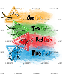 Dr. Seuss Colored Fish DTF Transfer
