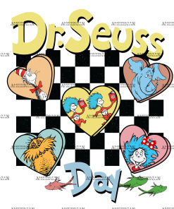 Dr. Seuss Day Hearts Checkered-1 DTF Transfer