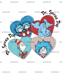 Dr. Seuss Day Hearts Retro DTF Transfer