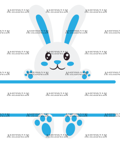 Easter Bunny Name Frame Blue-2 DTF Transfer