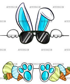 Easter Bunny Name Frame Blue DTF Transfer