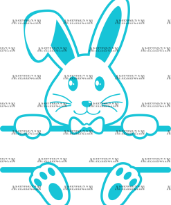 Easter Bunny Name Frame Blue-3 DTF Transfer