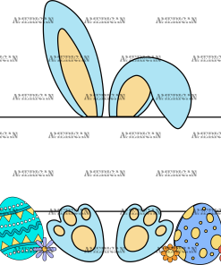Easter Bunny Name Frame Blue-4 DTF Transfer