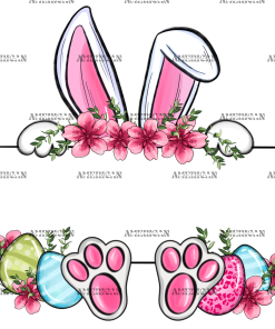 Easter Bunny Name Frame Pink DTF Transfer