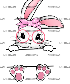 Easter Bunny Name Frame Pink-4 DTF Transfer