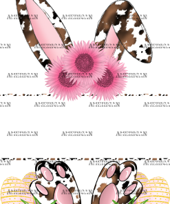 Easter Bunny Name Frame Pink Cowhide DTF Transfer