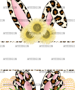 Easter Bunny Name Frame Pink Leopard DTF Transfer
