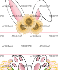 Easter Bunny Name Frame Pink Sunflower DTF Transfer