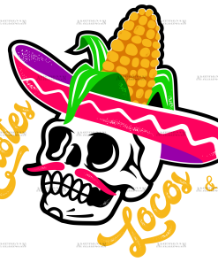 Elotes Locos And More Skull DTF Transfer