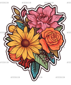 Flowers Sticker-26 UV DTF Transfer