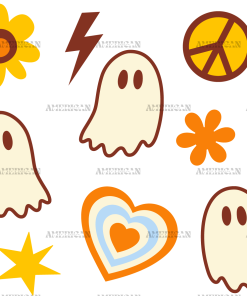 Ghost Bolt Heart Flower UV DTF Transfer