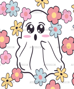 Ghost And Flowers UV DTF Transfer