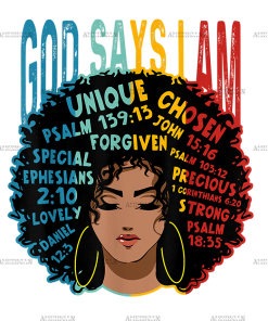 God Say IAm Melanin Afro Woman DTF Transfer