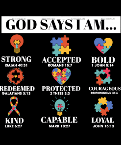 God Says I Am Autism Awareness DTF Transfer