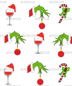 Grinch Bells Wine UV DTF Transfer