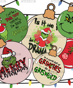 Grinch Christmas Bells Lights UV DTF Transfer